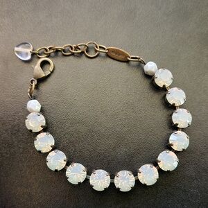 Sabika Opalescent Crystal Bracelet with Bronze Chain